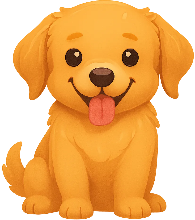 A cute cartoon golden retriever puppy